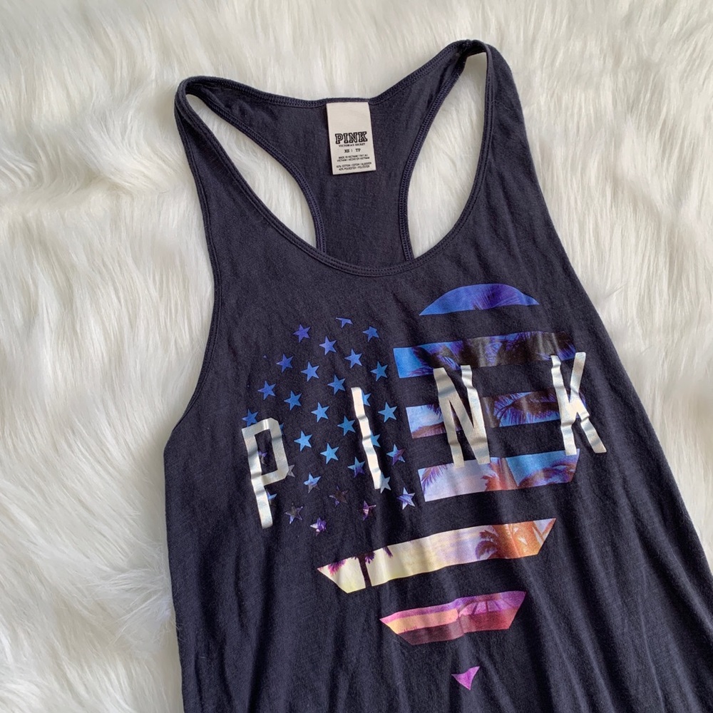ｐｉｎｋ  ａｍｅｒｉｃａｎ  ｆｌａｇ  ｈｅａｒｔ  ｔａｎｋ - Picture 2 of 4